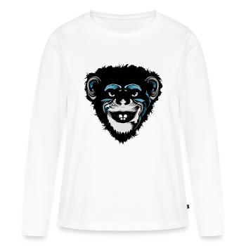 tete singe chimpanze macaque dessin 7 A - T-shirt manches longues Premium bio Femme - blanc - Devant - Julia (174cm)