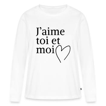 j'aime toi et moi - T-shirt manches longues Premium bio Femme - blanc - Devant - Julia (174cm)