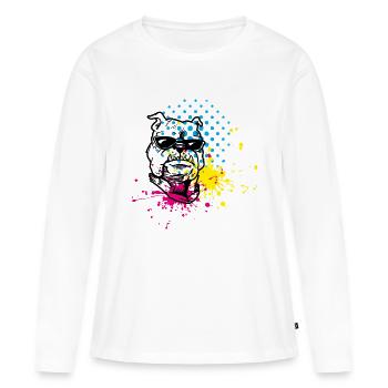 Éclaboussure de bouledogue - T-shirt manches longues Premium bio Femme - blanc - Devant - Julia (174cm)