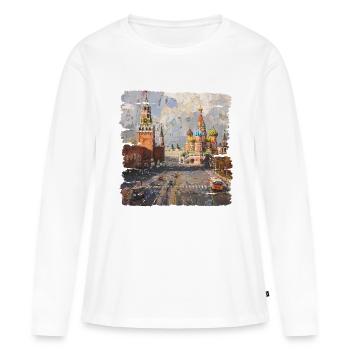 Place Rouge à Moscou - T-shirt manches longues Premium bio Femme - blanc - Devant - Julia (174cm)