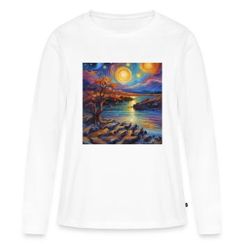 Le bruit du soleil - T-shirt manches longues Premium bio Femme - blanc - Devant - Julia (174cm)