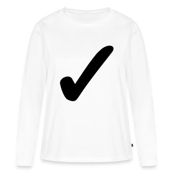 Ok - Oui - Alright - Fits - T-shirt manches longues Premium bio Femme - blanc - Devant - Julia (174cm)