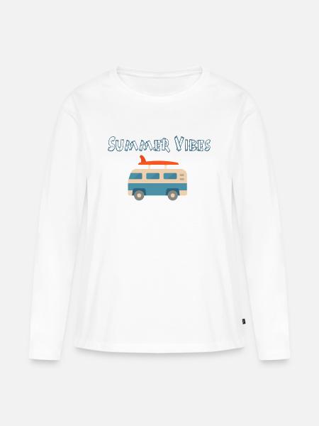 bus summer vibes - Frauen Premium Bio Langarmshirt - Weiß