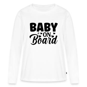 Bébé à bord - T-shirt manches longues Premium bio Femme - blanc - Devant - Julia (174cm)