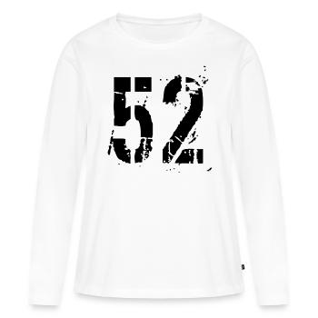 Nummer 52 - Frauen Premium Bio Langarmshirt - Weiß - Vorne - Julia (174cm)
