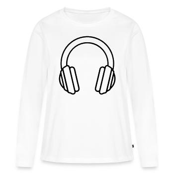 casque audio gaming - T-shirt manches longues Premium bio Femme - blanc - Devant - Julia (174cm)
