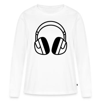 casque audio gaming - T-shirt manches longues Premium bio Femme - blanc - Devant - Julia (174cm)