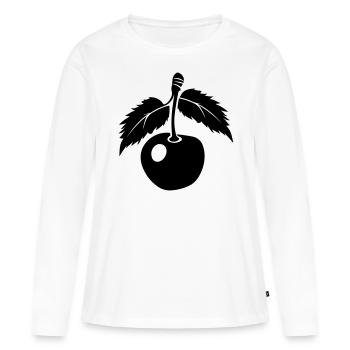 Kirsche - Frauen Premium Bio Langarmshirt - Weiß - Vorne - Julia (174cm)