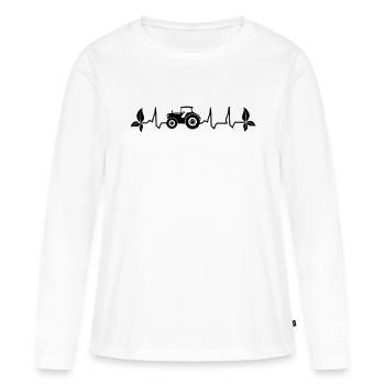Tractor Heartbeat Trecker Pulse ECG Farmer Organic - Women's Premium Organic Long Sleeve Shirt - white - Front - Julia (174cm)