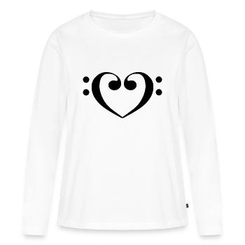Coeur de la clé de fa - T-shirt manches longues Premium bio Femme - blanc - Devant - Julia (174cm)