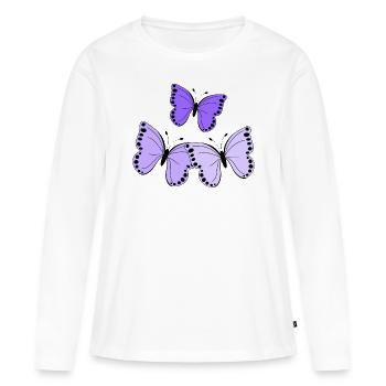 Schmetterlinge lila - Frauen Premium Bio Langarmshirt - Weiß - Vorne - Julia (174cm)