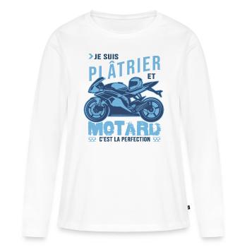 motard parfait plâtrier parfait - T-shirt manches longues Premium bio Femme - blanc - Devant - Julia (174cm)