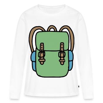 Sac à dos en vert - T-shirt manches longues Premium bio Femme - blanc - Devant - Julia (174cm)