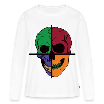 Vier geteilter Skelettschädel - Frauen Premium Bio Langarmshirt - Weiß - Vorne - Julia (174cm)