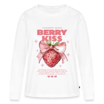 Chemise Berry Kiss Strawberry Heaven - T-shirt manches longues Premium bio Femme - blanc - Devant - Julia (174cm)