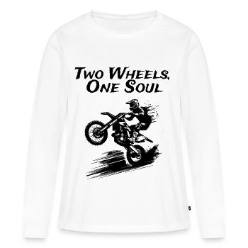 Deux roues, une âme - T-shirt manches longues Premium bio Femme - blanc - Devant - Julia (174cm)