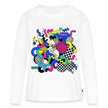 Neon Chaos Pop Art Muster - Frauen Premium Bio Langarmshirt - Weiß - Vorne - Julia (174cm)