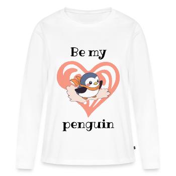 Herzpinguin mit Schal - Frauen Premium Bio Langarmshirt - Weiß - Vorne - Julia (174cm)