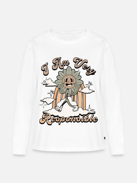 Lustiges Sonnenblumen-T-Shirt - Frauen Premium Bio Langarmshirt - Weiß