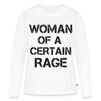 Woman of a Certain Rage Schablonen Schrift Motiv - Frauen Premium Bio Langarmshirt - Weiß - Vorne - Julia (174cm)