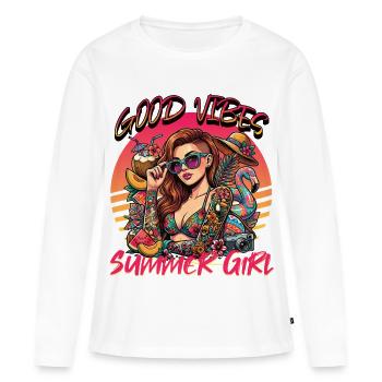 Gute Vibes Summer Girl - Women's Premium Organic Long Sleeve Shirt - white - Front - Julia (174cm)