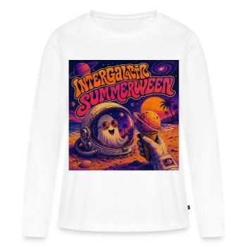 Fans d’Halloween Astronaute Astronaute Fantôme Science-fiction - T-shirt manches longues Premium bio Femme - blanc - Devant - Julia (174cm)