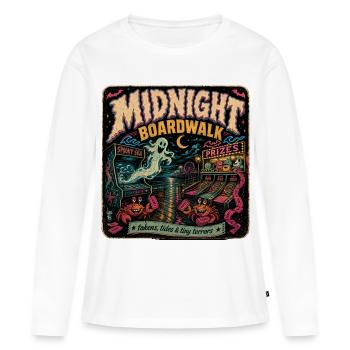 Midnight Boardwalk Retro Halloween Gamer Shirt - Women's Premium Organic Long Sleeve Shirt - white - Front - Julia (174cm)
