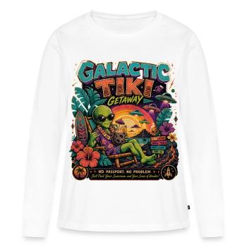 Galactic Tiki Alien Vacances rétro à Hawaï Science-fiction - T-shirt manches longues Premium bio Femme - blanc - Devant - Julia (174cm)