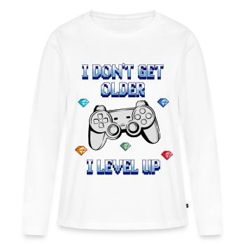 Gaming Shirt - I don't get older, I level up - Women's Premium Organic Long Sleeve Shirt - white - Front - Julia (174cm)