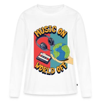 Musik Shirt – Music On World Off - Women's Premium Organic Long Sleeve Shirt - white - Front - Julia (174cm)
