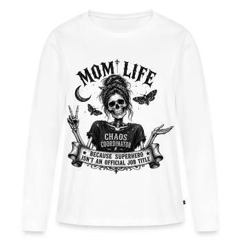 Mom Life Chaos Coordinator Vintage Skull Gothic - Frauen Premium Bio Langarmshirt - Weiß - Vorne - Julia (174cm)
