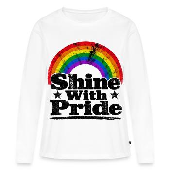 Shine With Pride Rainbow Vintage Shirt Sticker - Women's Premium Organic Long Sleeve Shirt - white - Front - Julia (174cm)