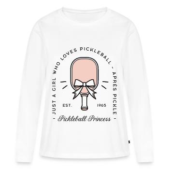 Nur ein Mädchen, das Pickleball-Mädchen-Ästhetik liebt - Frauen Premium Bio Langarmshirt - Weiß - Vorne - Julia (174cm)