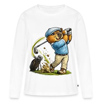 Un capybara doux au golf - T-shirt manches longues Premium bio Femme - blanc - Devant - Julia (174cm)