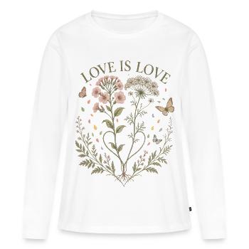 T-shirt fleuri Love Is Love Botanical Vintage - T-shirt manches longues Premium bio Femme - blanc - Devant - Julia (174cm)