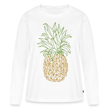 Ananas géométrique - T-shirt manches longues Premium bio Femme - blanc - Devant - Julia (174cm)