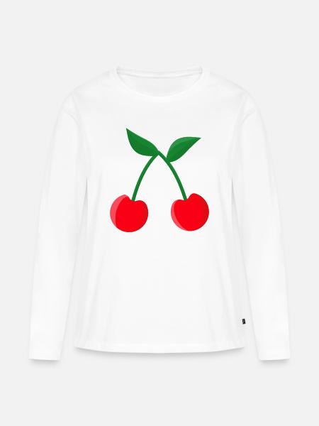 Kirschen - Frauen Premium Bio Langarmshirt - Weiß