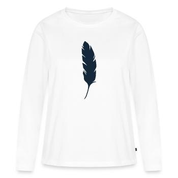 Feder - Frauen Premium Bio Langarmshirt - Weiß - Vorne - Julia (174cm)