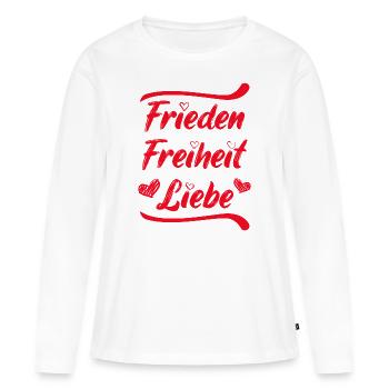 Frieden Freiheit Liebe Demo Herz demonstrieren - Frauen Premium Bio Langarmshirt - Weiß - Vorne - Julia (174cm)