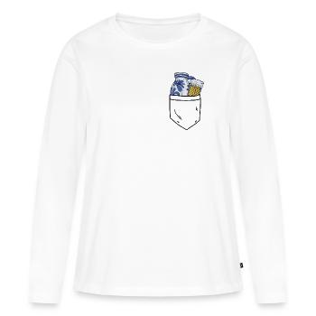 Ebbelwoi Spruch Lustig Äppler Apfelwein Frankfurt - T-shirt manches longues Premium bio Femme - blanc - Devant - Julia (174cm)