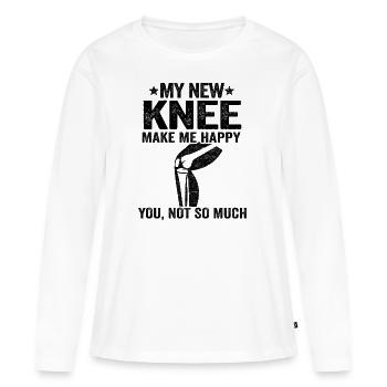 Knie Operation Künstliches Knie Geschenk Genesung - Frauen Premium Bio Langarmshirt - Weiß - Vorne - Julia (174cm)