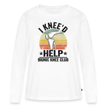 Knie Operation Künstliches Knie Geschenk Genesung - Frauen Premium Bio Langarmshirt - Weiß - Vorne - Julia (174cm)
