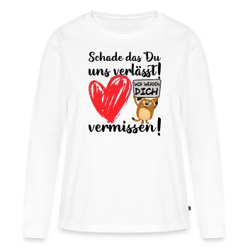 Wir werden dich vermissen - Jobwechsel - Frauen Premium Bio Langarmshirt - Weiß - Vorne - Julia (174cm)