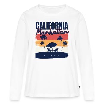 Manhattan Beach Californie Vacances Ocean Palm - T-shirt manches longues Premium bio Femme - blanc - Devant - Julia (174cm)