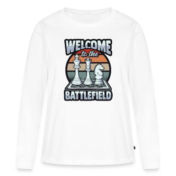 Joueur d’échecs d’échiquier - T-shirt manches longues Premium bio Femme - blanc - Devant - Julia (174cm)
