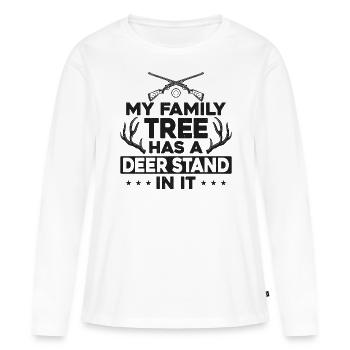 Chasseur de cerfs Buck Ma famille - T-shirt manches longues Premium bio Femme - blanc - Devant - Julia (174cm)
