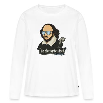 Drôle William Shakespeare Citation Design - T-shirt manches longues Premium bio Femme - blanc - Devant - Julia (174cm)