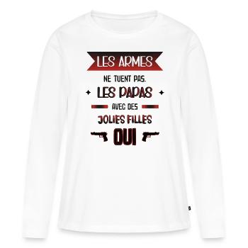Idée Cadeau Papa Protecteur - T-shirt manches longues Premium bio Femme - blanc - Devant - Julia (174cm)