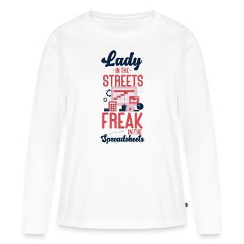 Comptable Comptable Comptable - T-shirt manches longues Premium bio Femme - blanc - Devant - Julia (174cm)