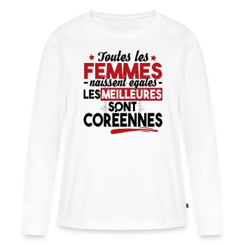 Coréenne Corée Asie Séoul Femme Cadeau T-shirt - T-shirt manches longues Premium bio Femme - blanc - Devant - Julia (174cm)